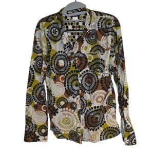 Vera Bradley Button Front Shirt Blouse Top Cotton Statement Piece